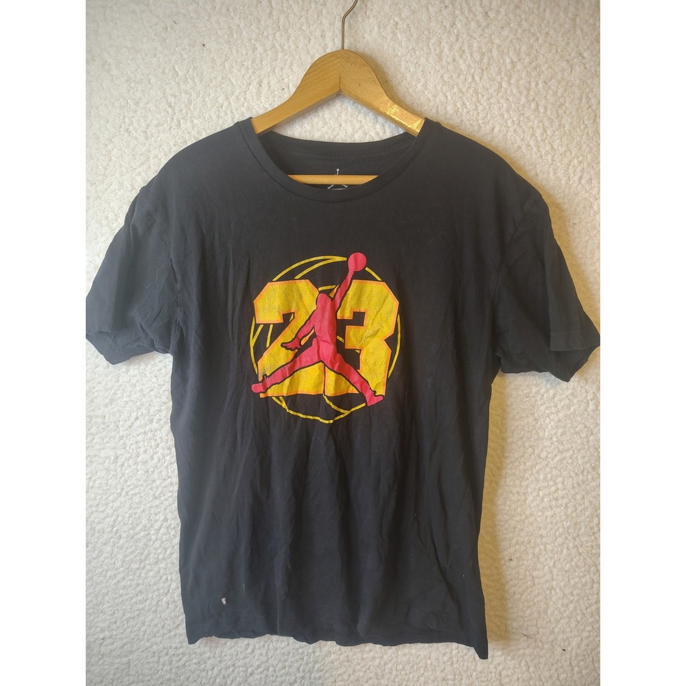 Jordan Brand Mens Large Black Graphic T-Shirt Jumpman 23 Basketball Logo
